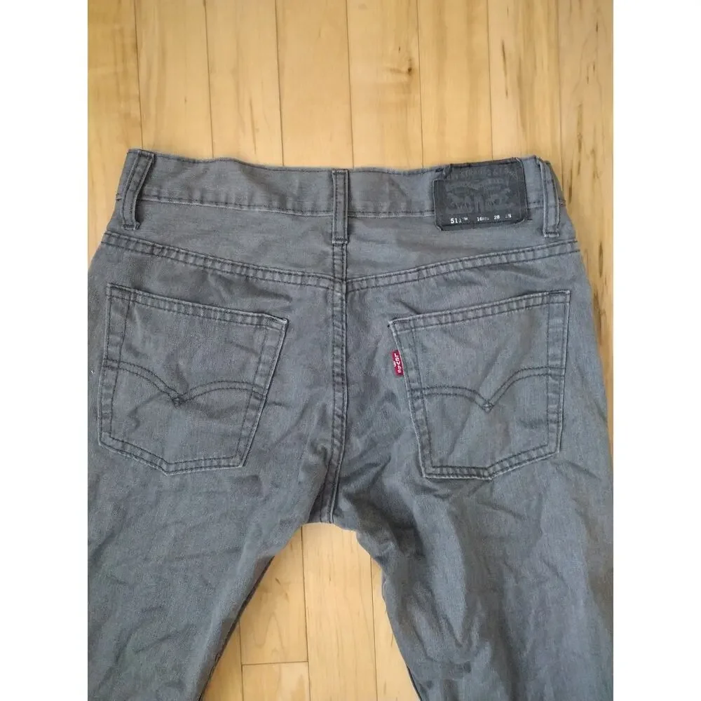 Levi's 511 Slim Fit Jeans Boys 16 Reg 28 x 28 Gray